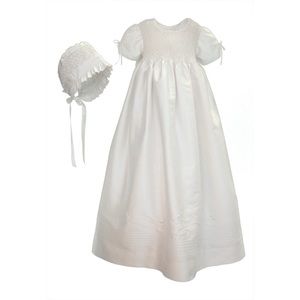 Isabel Garreton Beaded Pearl Christening Gown with Bonnet